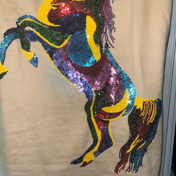 QOS Tan Multi Horse Dress - Picture 3 of 10